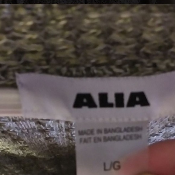 ALIA Green Open Knit Long Sleeve Cardigan Sweater Size Large - Picture 5 of 7